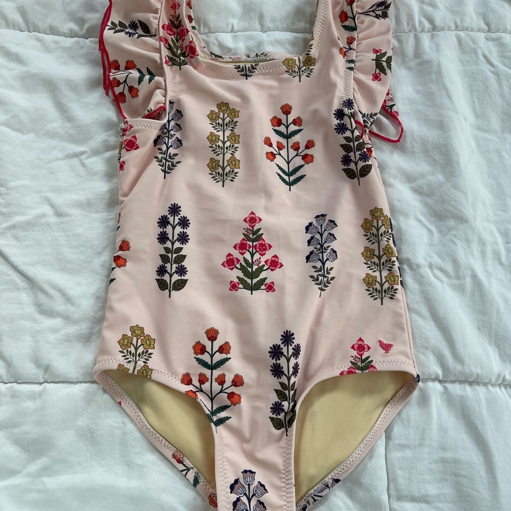 Pink Chicken Girls Floral Swimsuit with Ruffles